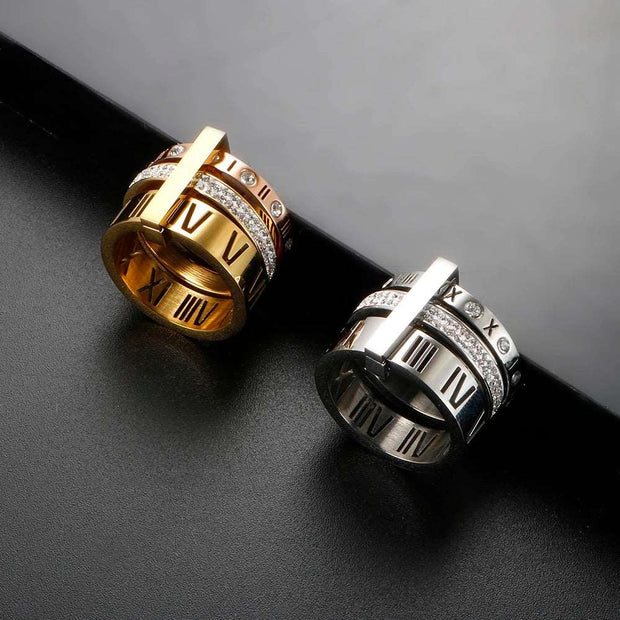 triple Layers Roman Numerals Ring