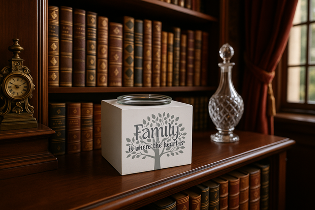 Upscale study with mahogany bookshelf