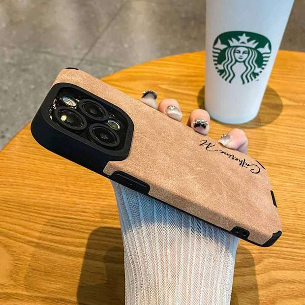 Personalized Luxury Lambskin Leather Shockproof Case for iPhone