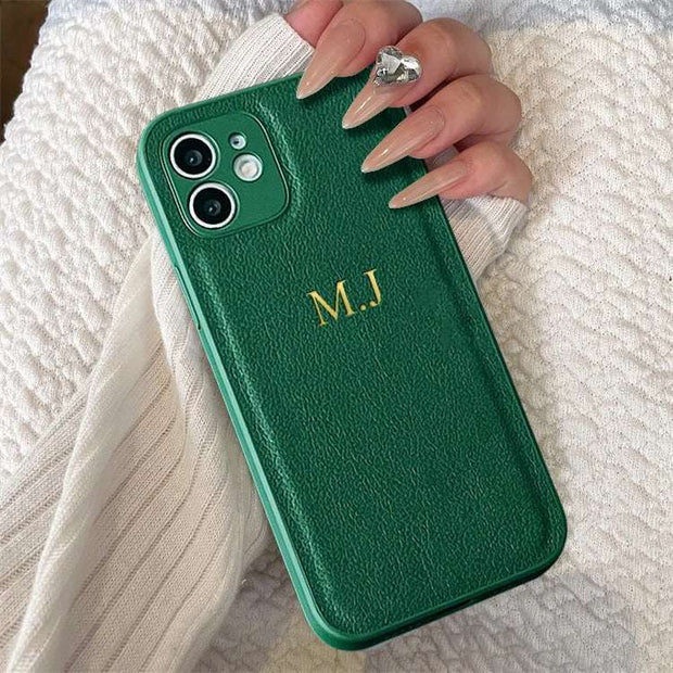 Personalized Leather iPhone Case - Custom Initials & Name Cover