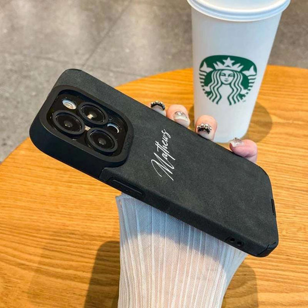 Personalized Luxury Lambskin Leather Shockproof Case for iPhone