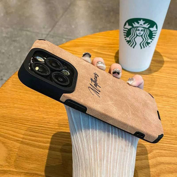 Personalized Luxury Lambskin Leather Shockproof Case for iPhone