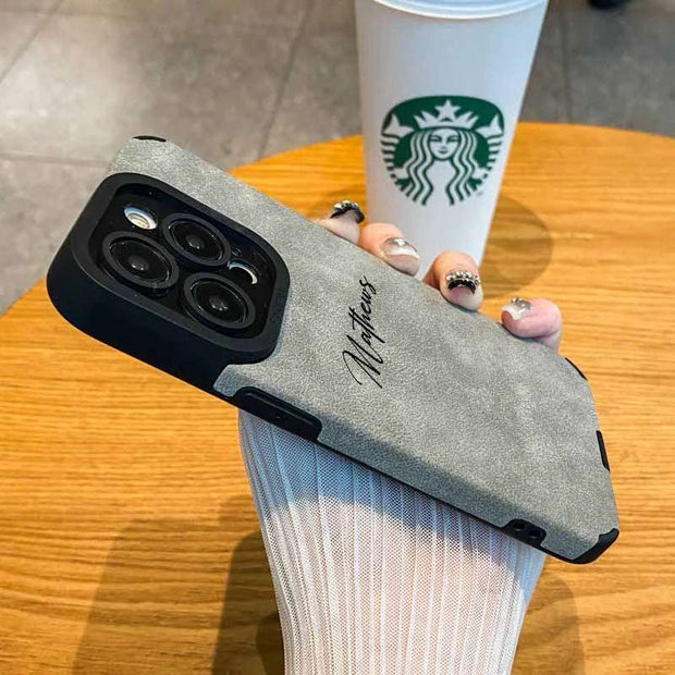 Personalized Luxury Lambskin Leather Shockproof Case for iPhone