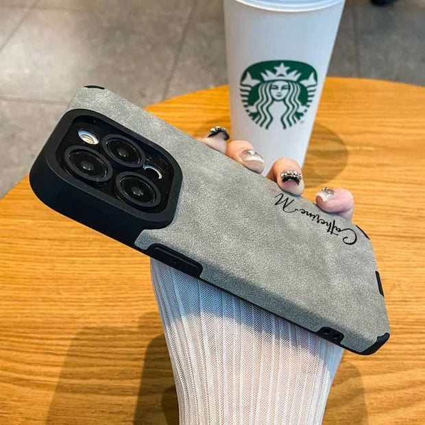 Personalized Luxury Lambskin Leather Shockproof Case for iPhone