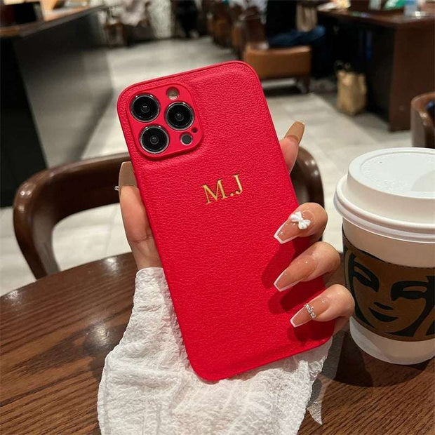 Personalized Leather iPhone Case - Custom Initials & Name Cover