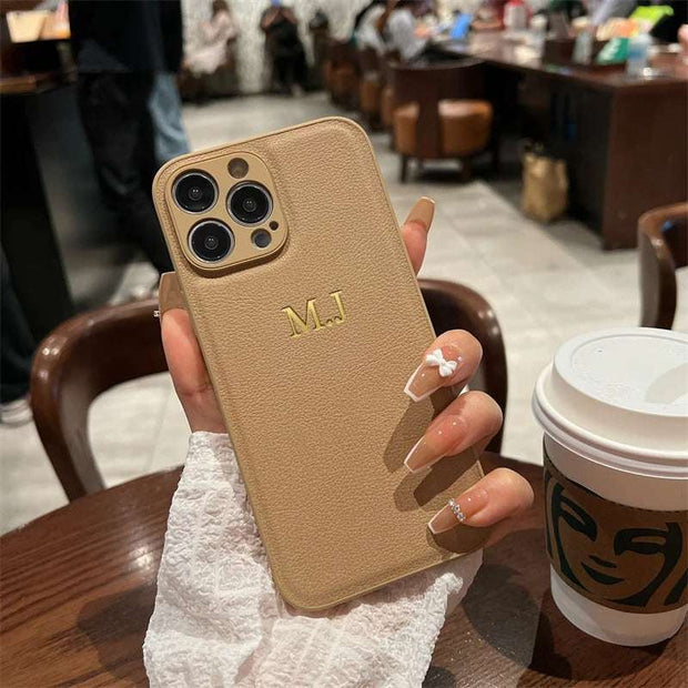 Personalized Leather iPhone Case - Custom Initials & Name Cover