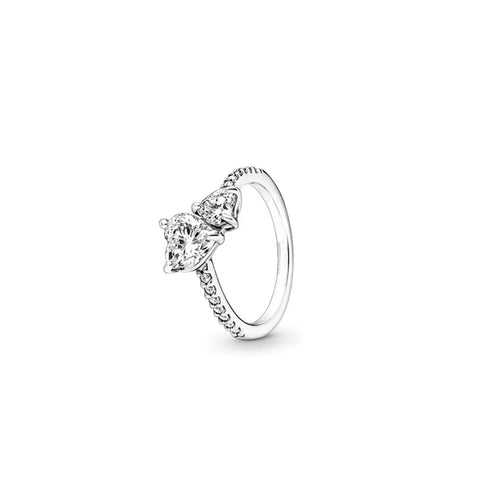 DOUBLE HEART SPARKLING RING