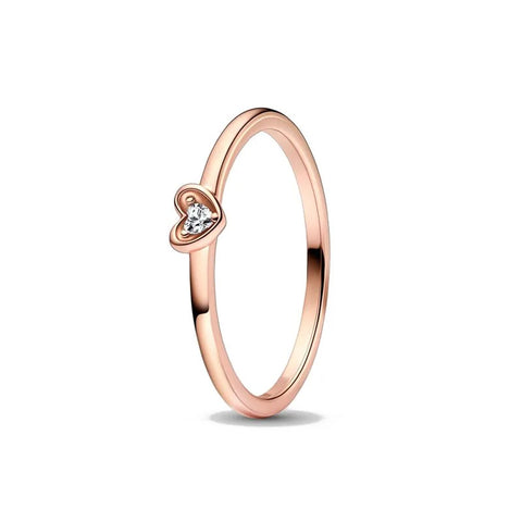 ROSE GOLD HEART STACK RING