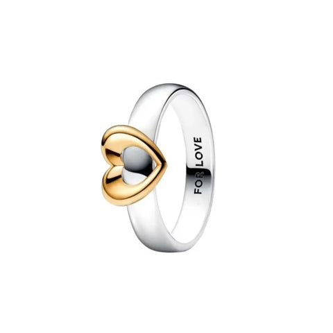 TWO-TONE SLIDING HEART RING