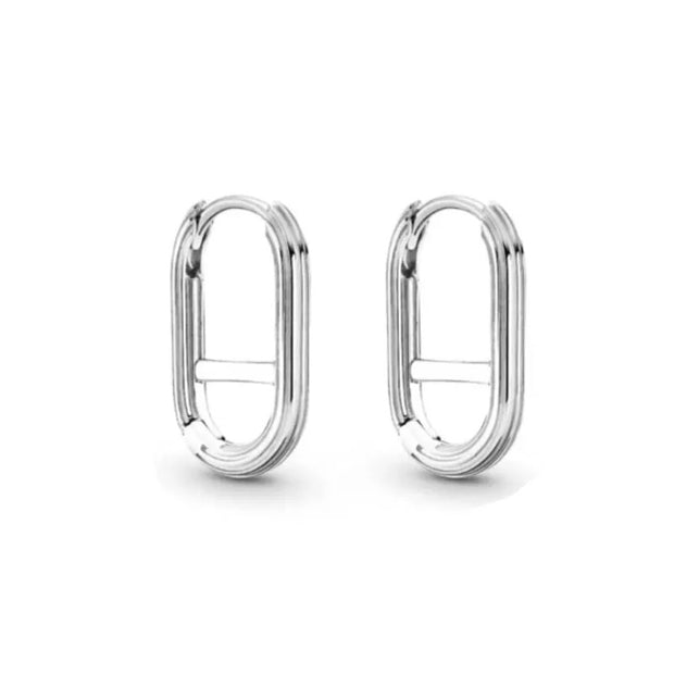 PAVE LINK HOOP EARRINGS