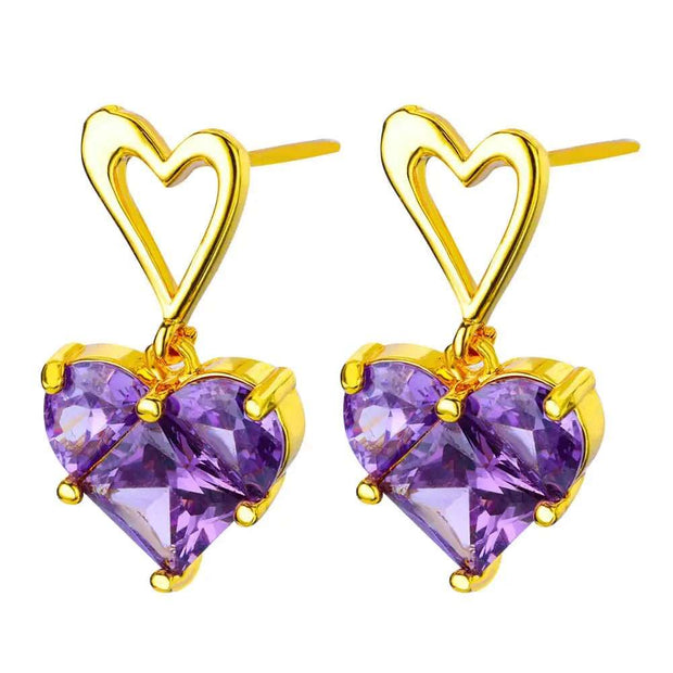 Heart Stone Stud Earrings"